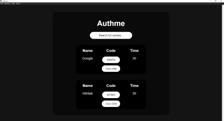 Загрузите веб-инструмент или веб-приложение Authme