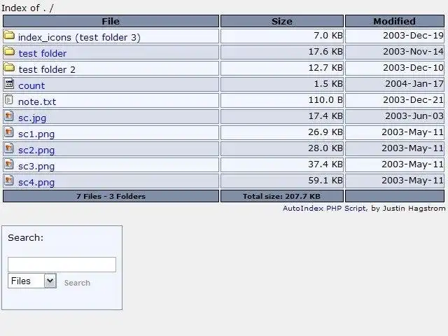 Télécharger l'outil Web ou l'application Web Script PHP AutoIndex (indexeur d'annuaire)