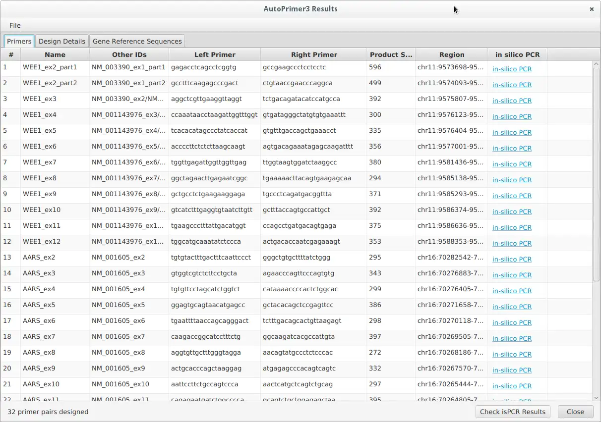 Download web tool or web app Auto Primer3