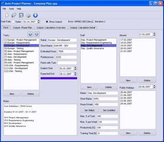 Download web tool or web app Auto Project Planner
