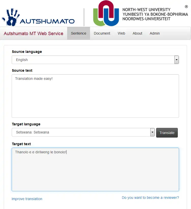Download web tool or web app Autshumato MTWS to run in Linux online