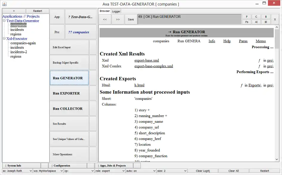 دانلود ابزار وب یا برنامه وب Ava: Testdata Xsl