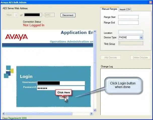Descărcați instrumentul web sau aplicația web Avaya AES Bulk Administration