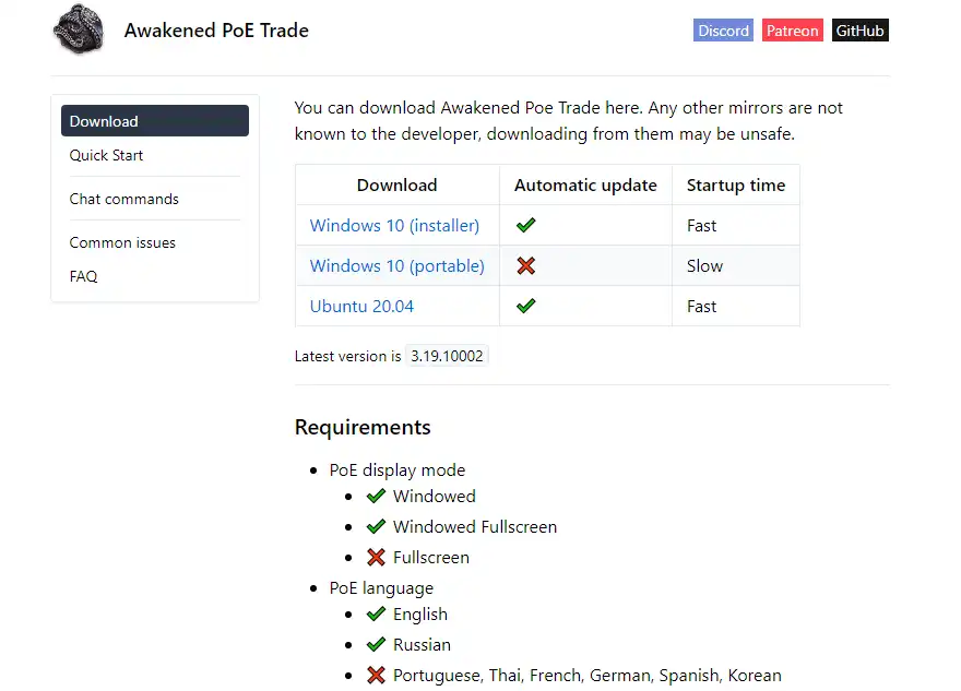 Descargue la herramienta web o la aplicación web Awakened PoE Trade