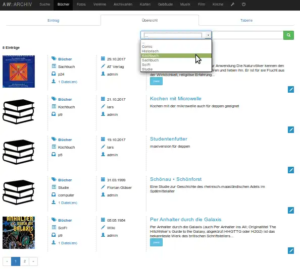 Download web tool or web app aw::Archiv