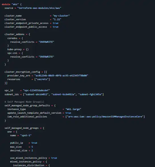 Download web tool or web app AWS EKS Terraform module