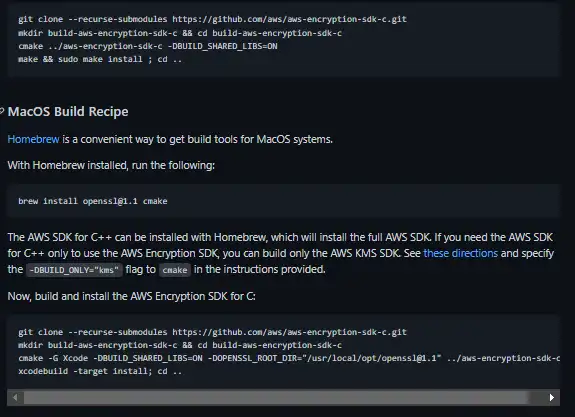 Download web tool or web app AWS Encryption SDK for C