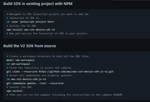 دانلود ابزار وب یا برنامه وب AWS IoT Device SDK برای جاوا اسکریپت نسخه ۲