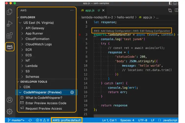 הורד כלי אינטרנט או אפליקציית אינטרנט AWS Toolkit עבור Visual Studio Code