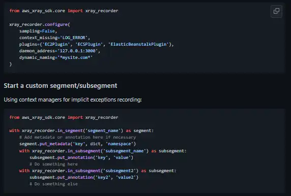 웹 도구 또는 웹 앱 다운로드 Python용 AWS X-Ray SDK