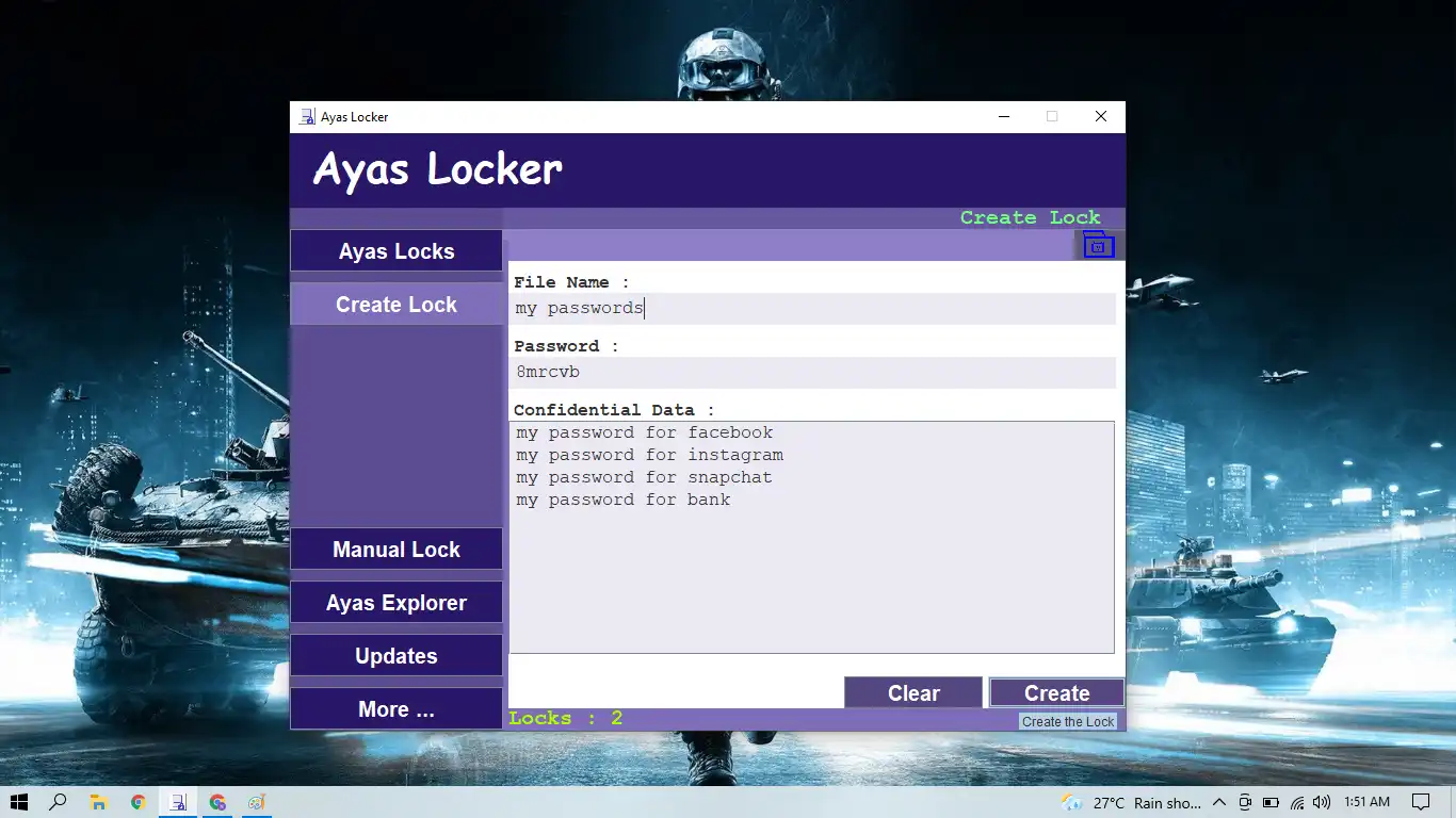 قم بتنزيل أداة الويب أو تطبيق الويب AyasLocker v1.0.0.0