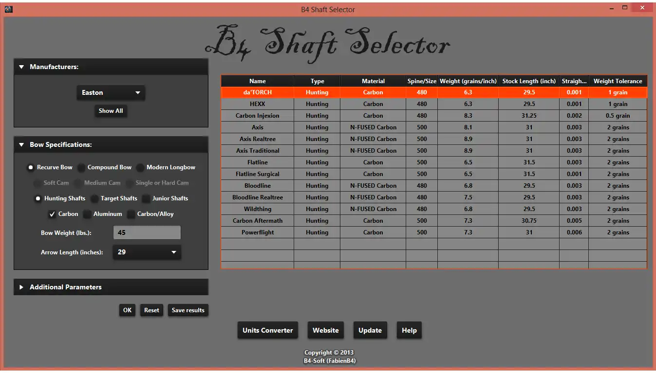 Unduh alat web atau aplikasi web B4 Shaft Selector untuk dijalankan di Linux online