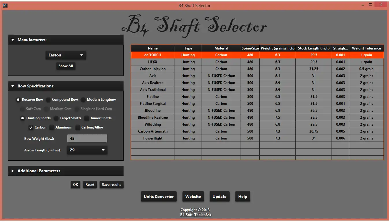 Download web tool or web app B4 Shaft Selector to run in Windows online over Linux online