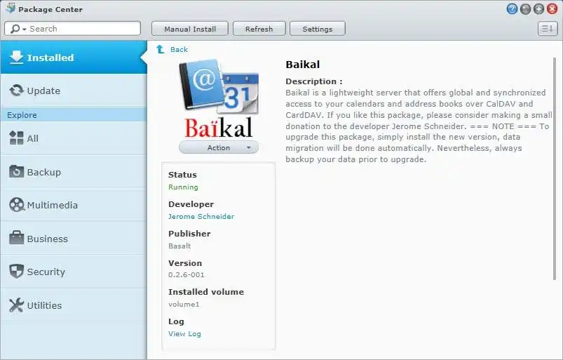 Download web tool or web app Baikal for Synology