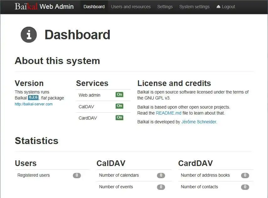 Descargue la herramienta web o la aplicación web Baikal para Synology