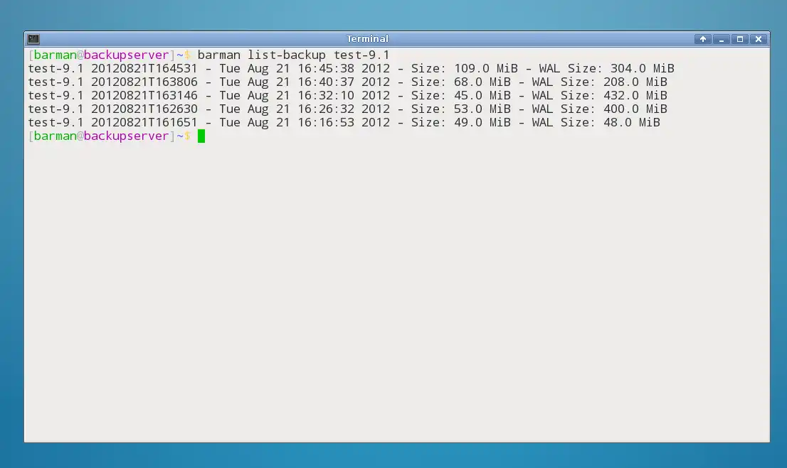 Download web tool or web app Barman for PostgreSQL