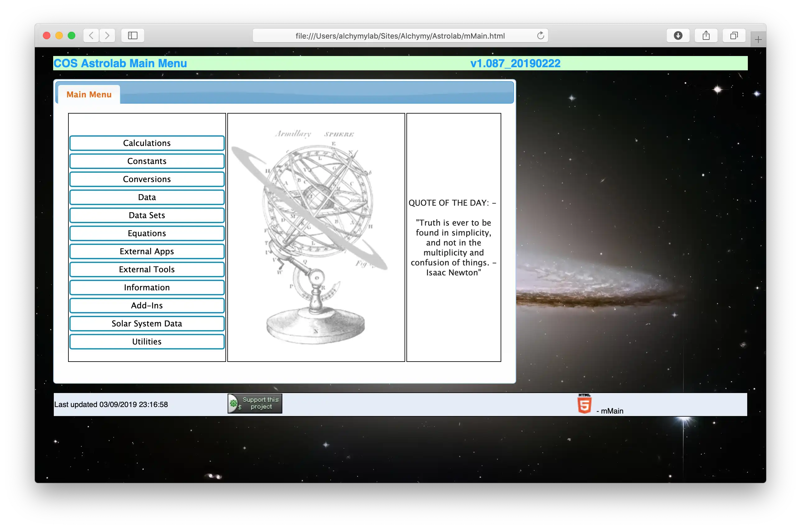 Web aracını veya web uygulamasını indirin BAS - Astrolab