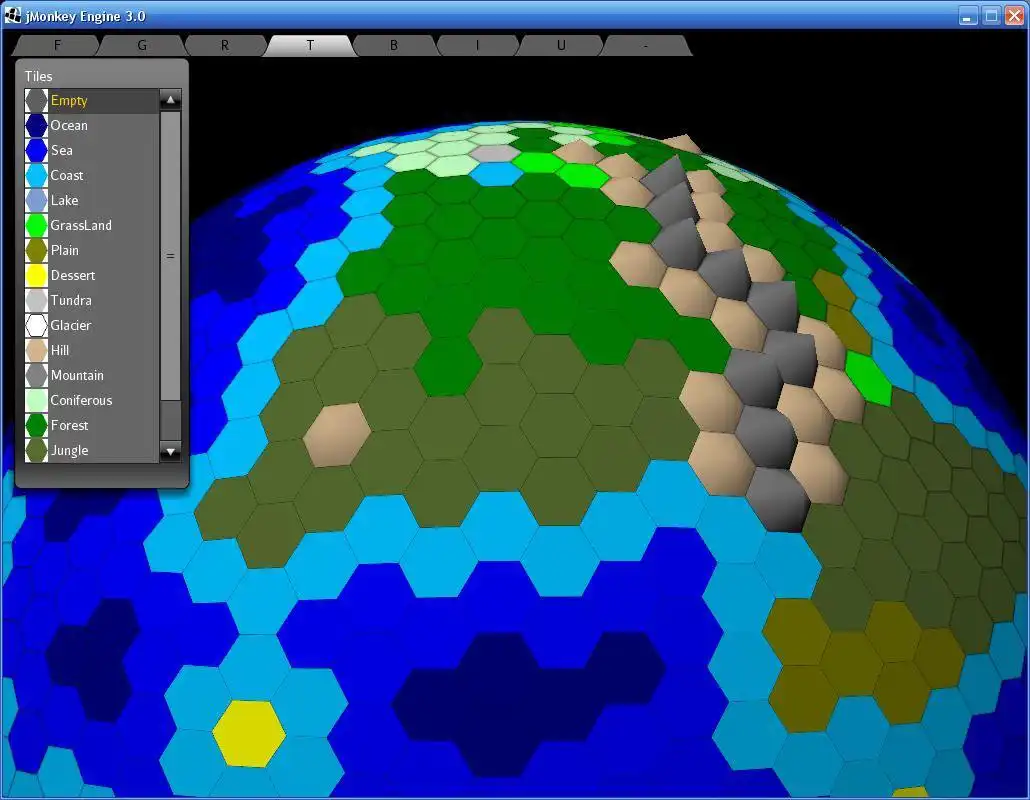 הורד את כלי האינטרנט או אפליקציית האינטרנט Basic Hex Map Sphere להפעלה ב-Linux באופן מקוון