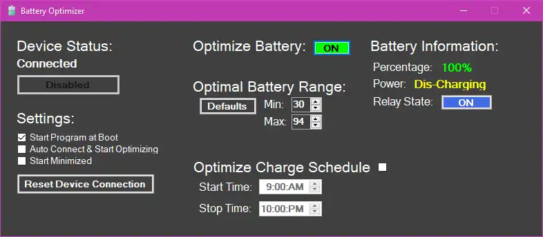 Download web tool or web app Battery Optimizer