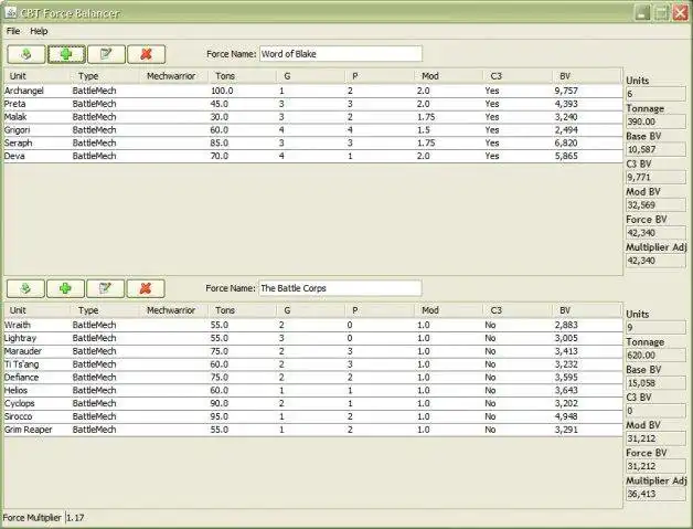 Mag-download ng web tool o web app na Battletech Force Balancer para tumakbo sa Linux online