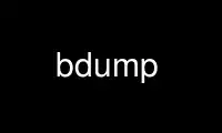 Run bdump in OnWorks free hosting provider over Ubuntu Online, Fedora Online, Windows online emulator or MAC OS online emulator