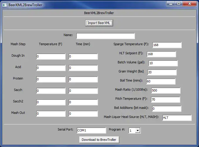 הורד כלי אינטרנט או אפליקציית אינטרנט BeerXML2BrewTroller