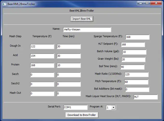 Scarica lo strumento web o l'app web BeerXML2BrewTroller