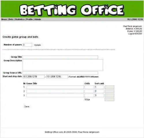 قم بتنزيل أداة الويب أو تطبيق الويب Betting Office