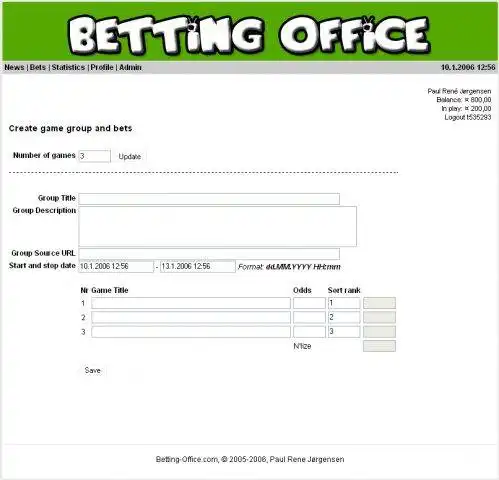 Download web tool or web app Betting Office to run in Windows online over Linux online