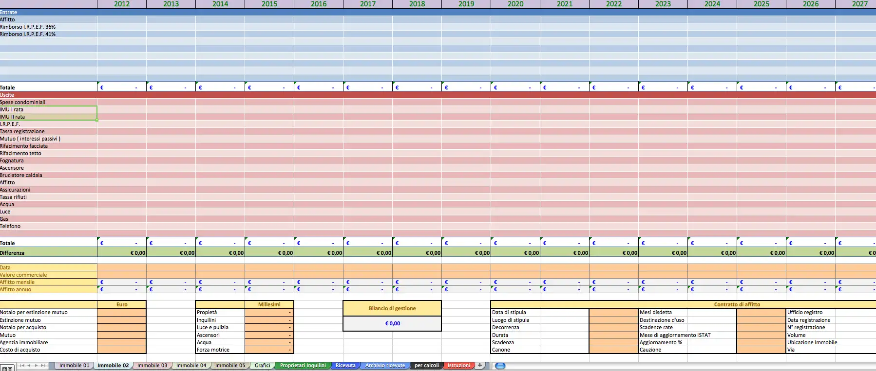 Download web tool or web app Bilancio immobili / Budget properties