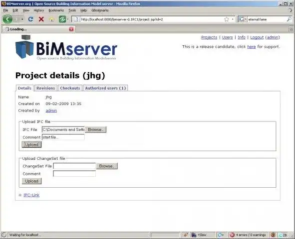 Завантажте веб-інструмент або веб-програму bimserver.org