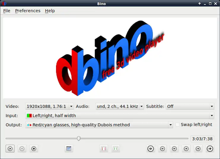 Download web tool or web app Bino | Free 3D Video Player