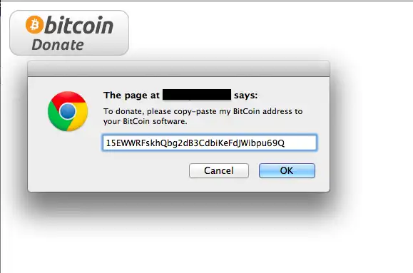 Download web tool or web app Bitcoin donation button and script