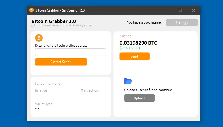 הורד כלי אינטרנט או אפליקציית אינטרנט Bitcoin Graber