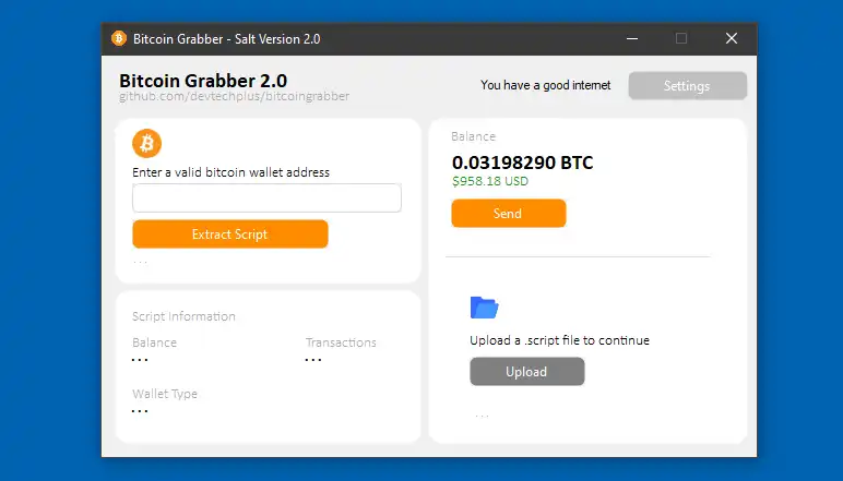 ดาวน์โหลดเครื่องมือเว็บหรือเว็บแอป Bitcoin Graber