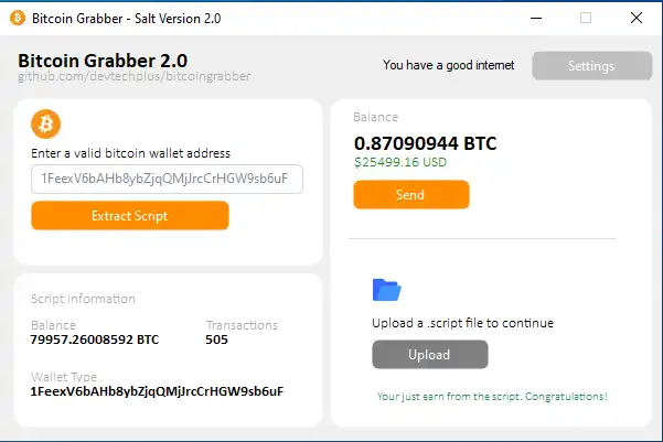 Muat turun alat web atau aplikasi web Bitcoin Graber