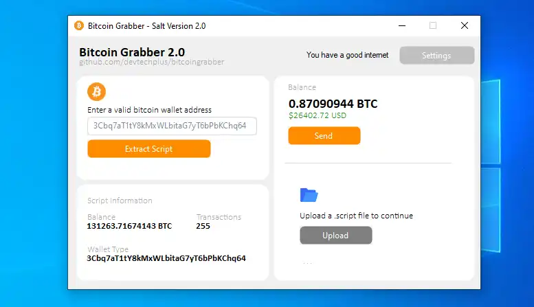 Muat turun alat web atau aplikasi web Bitcoin Graber