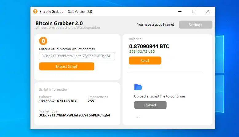 הורד כלי אינטרנט או אפליקציית אינטרנט Bitcoin Graber