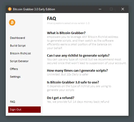 Muat turun alat web atau aplikasi web Bitcoin Graber