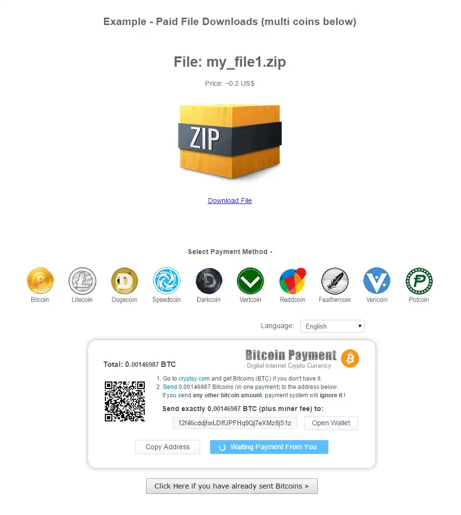 Download web tool or web app Bitcoin LITECOIN BCH Payment PHP GATEWAY