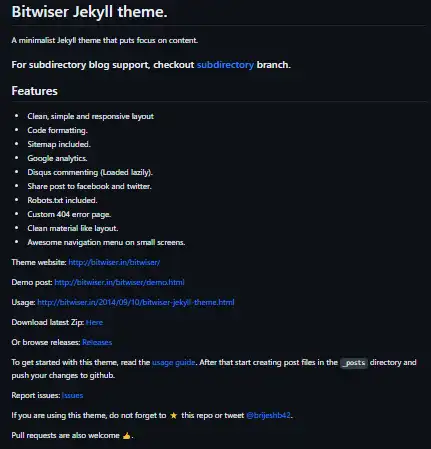 ওয়েব টুল বা ওয়েব অ্যাপ Bitwiser Jekyll থিম ডাউনলোড করুন