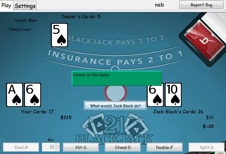 Baixe a ferramenta ou aplicativo da web Blackjack Game com AI para rodar em Linux online