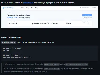 Descargue la herramienta web o la aplicación web blockfrost-dotnet