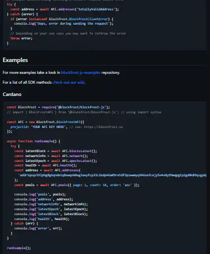 Download web tool or web app blockfrost-js