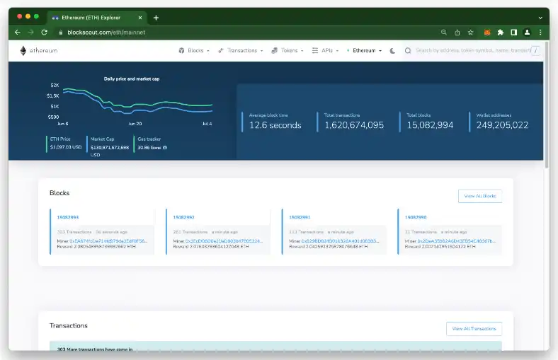Download web tool or web app BlockScout