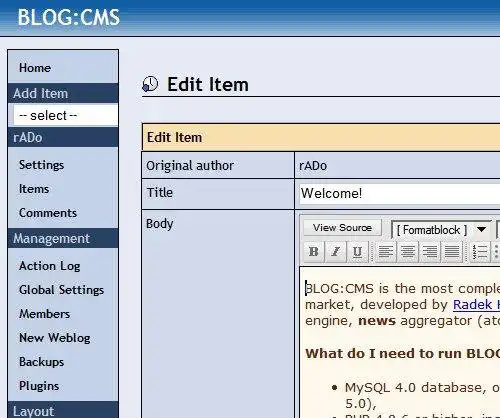Загрузите веб-инструмент или веб-приложение БЛОГ: CMS - ведение блога снова становится увлекательным