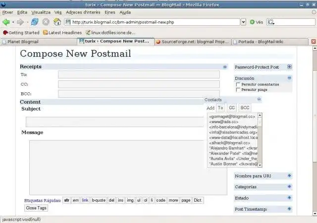 Загрузите веб-инструмент или веб-приложение BlogMail