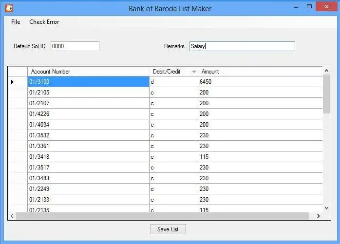 Unduh alat web atau aplikasi web Pembuat Daftar BOB - Bank of Baroda