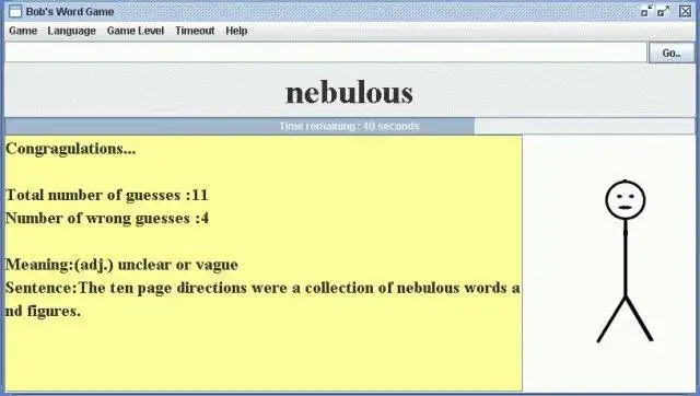 Unduh alat web atau aplikasi web Bobs Hangman untuk dijalankan di Linux online