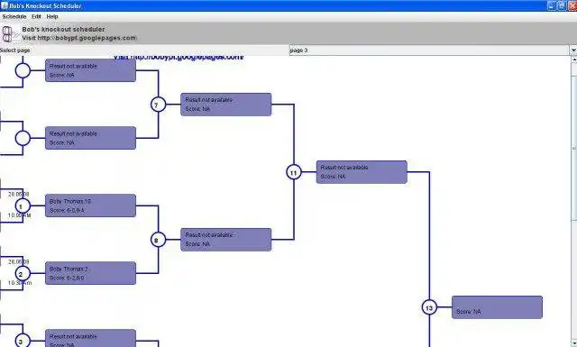 Download web tool or web app Bobs knockout scheduler to run in Linux online